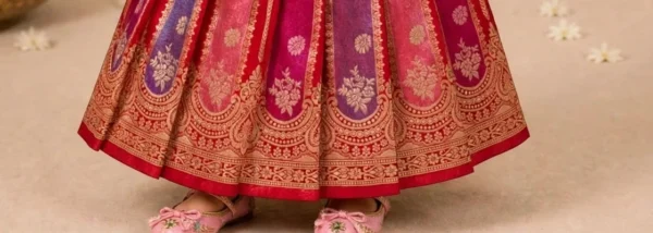 Red & Pink Banarasi Lehenga