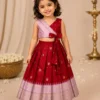 Crimson Red & Lavender Pattu Pavadai