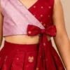 Crimson Red & Lavender Pattu Pavadai