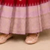 Crimson Red & Lavender Pattu Pavadai