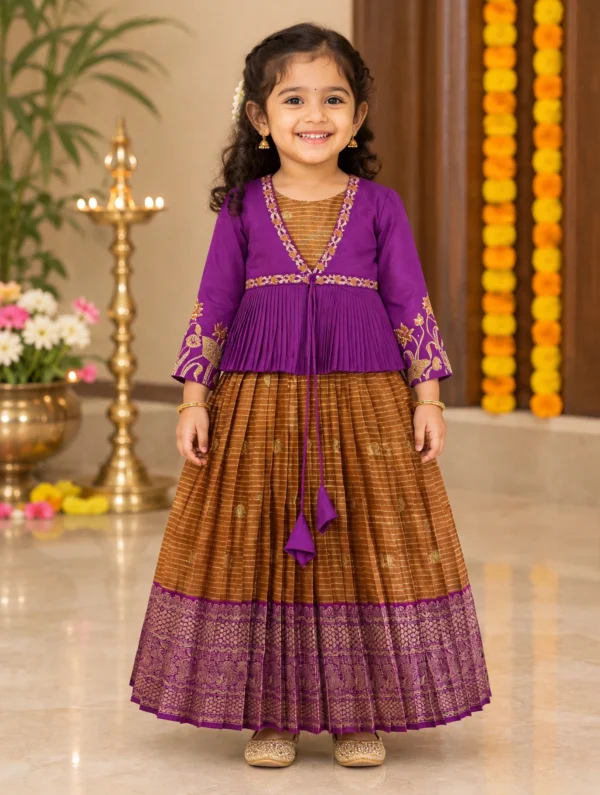 Semi Pattu Lehanga with Magenta Blouse Jacket