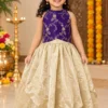 Purple Banarasi Brocade and Champagne Gold Tissue Skirt