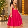 Bright Pink Paithani Frock