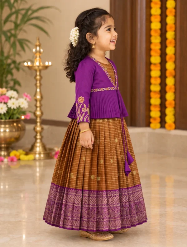 Semi Pattu Lehanga with Magenta Blouse Jacket