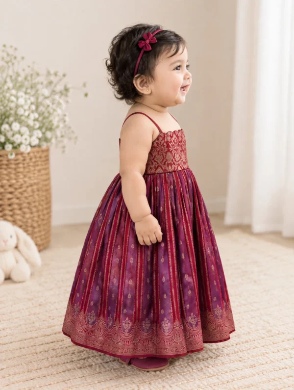 media-generation-angle-side-0-4edd5f1c-8ba9-44d4-9305-6ac9aaa3468e Red and Pink Rangkat Banarasi Georgette Dress