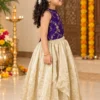 Purple Banarasi Brocade and Champagne Gold Tissue Skirt